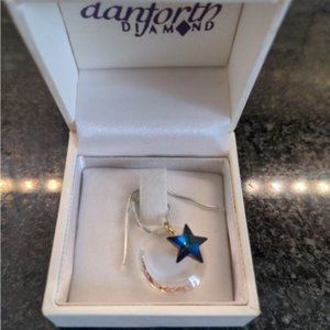 Celestial Star Moon Austrian Crystal Charm Pendant Necklace Iridescent Prismatic